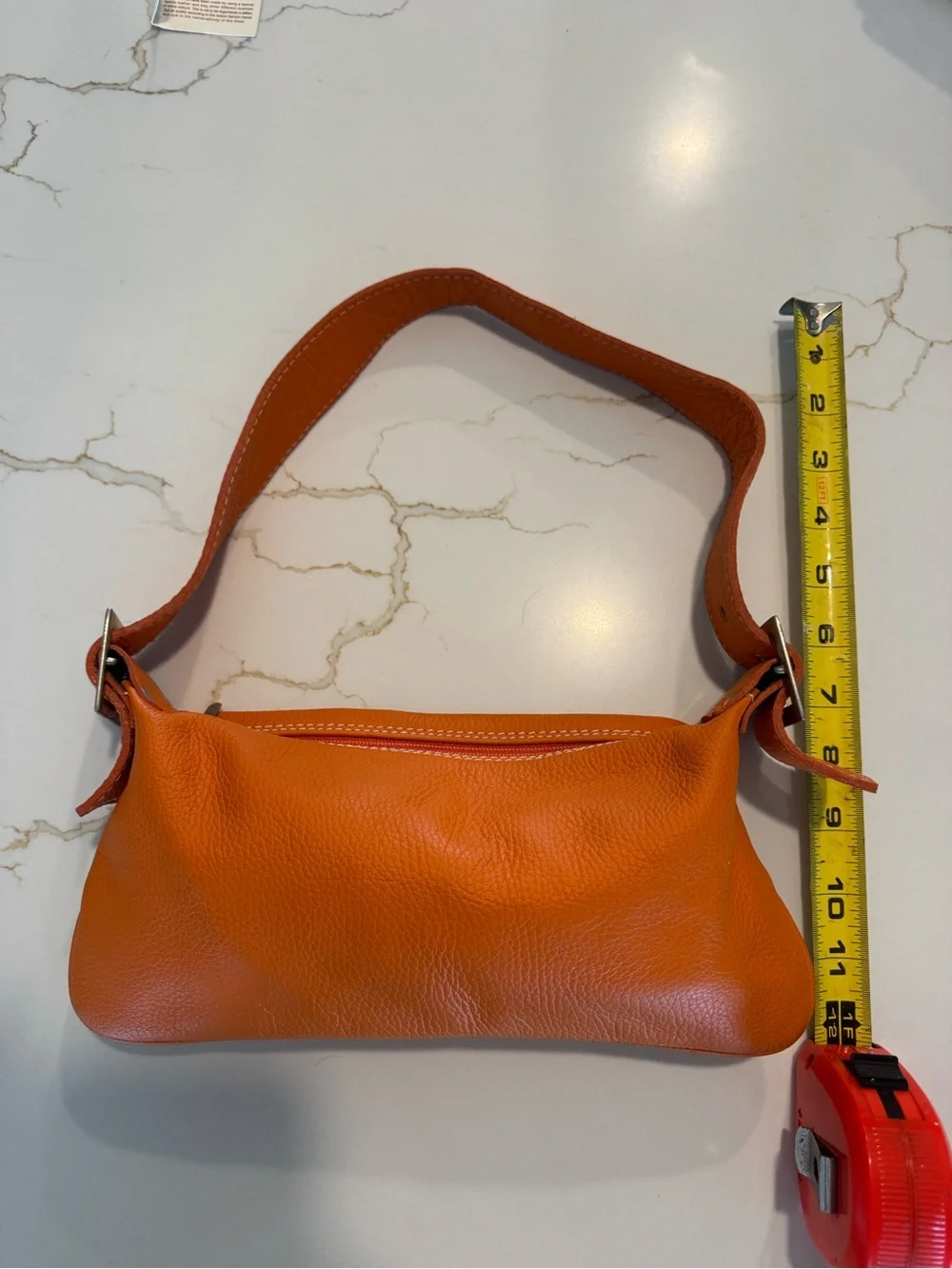 Vera Pelle Orange Leather Shoulder Bag - Picture 7 of 11